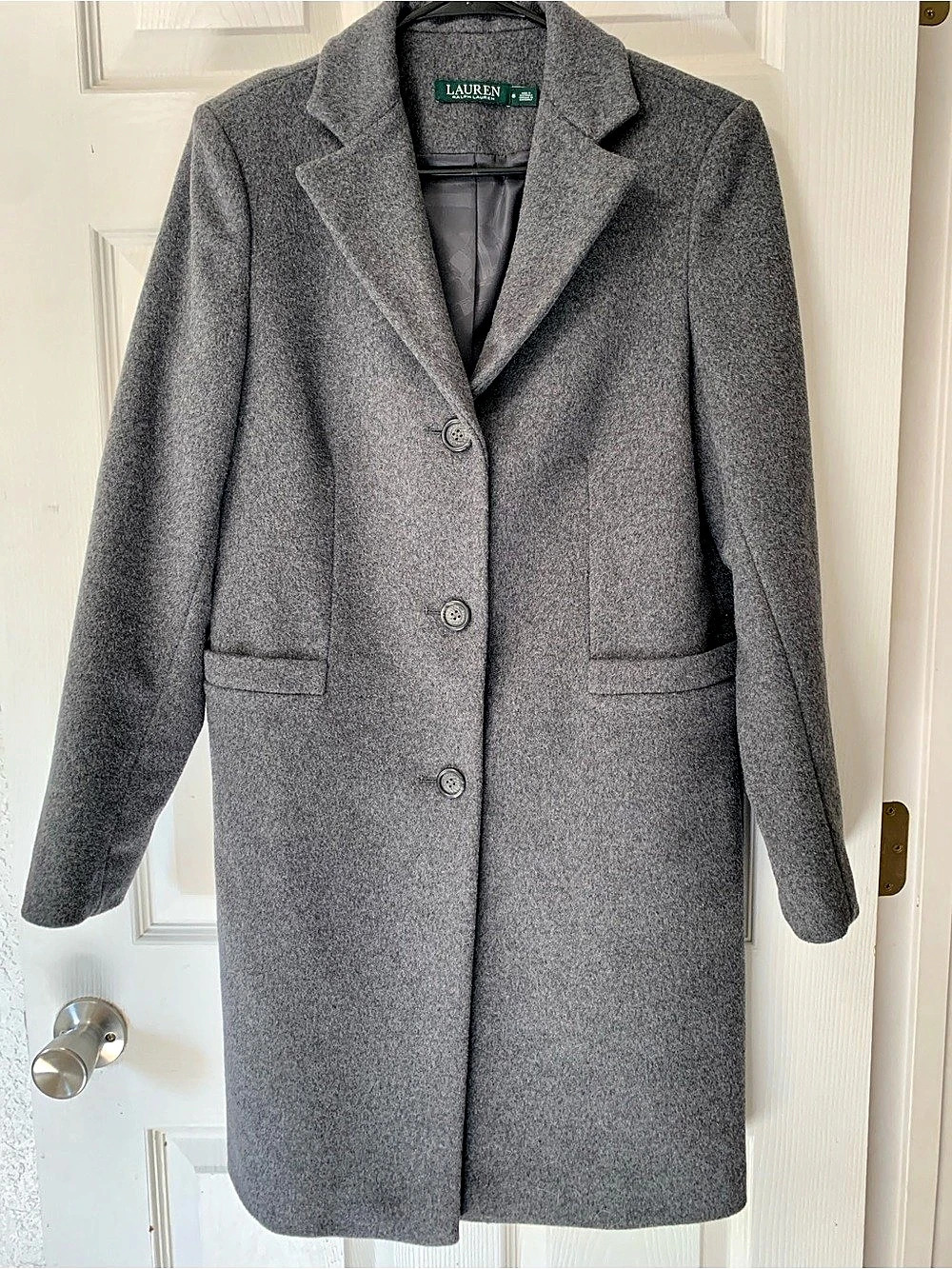 Lauren Ralph Lauren Wool Blend Gray Coat Size 6 Like New